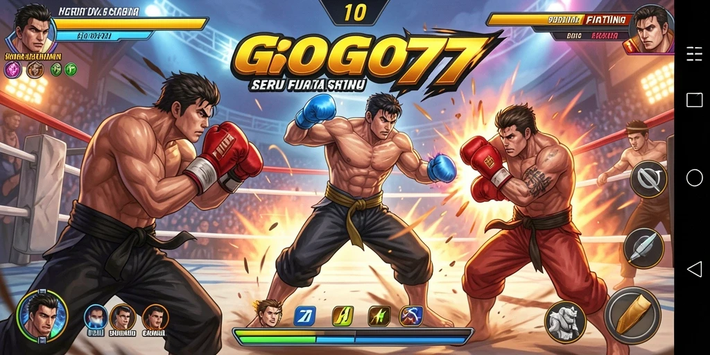 Tampilan permainan GOGO77 saat bertarung di arena.