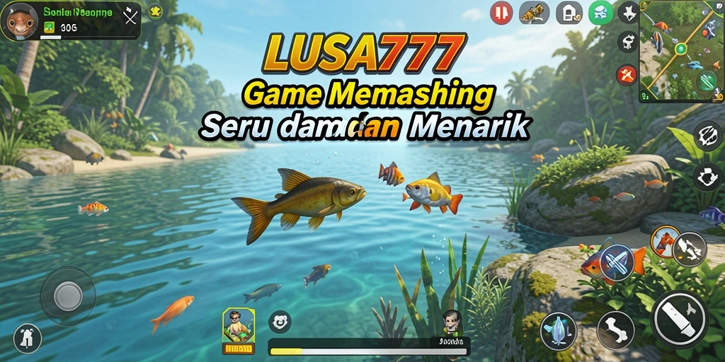 Tampilan permainan LUSA777 dengan berbagai jenis ikan di lautan.
