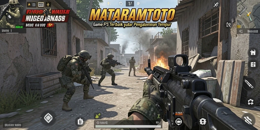 Screenshot gameplay intens dari MATARAMTOTO dengan aksi tembak-menembak yang seru.