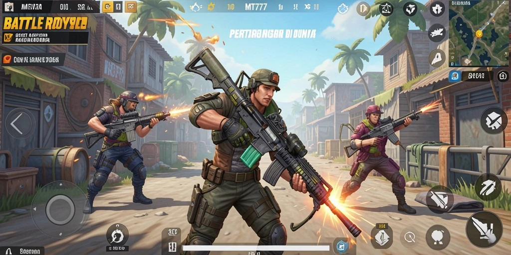 Gameplay seru di MT777 dengan pertempuran Battle Royale yang intens.